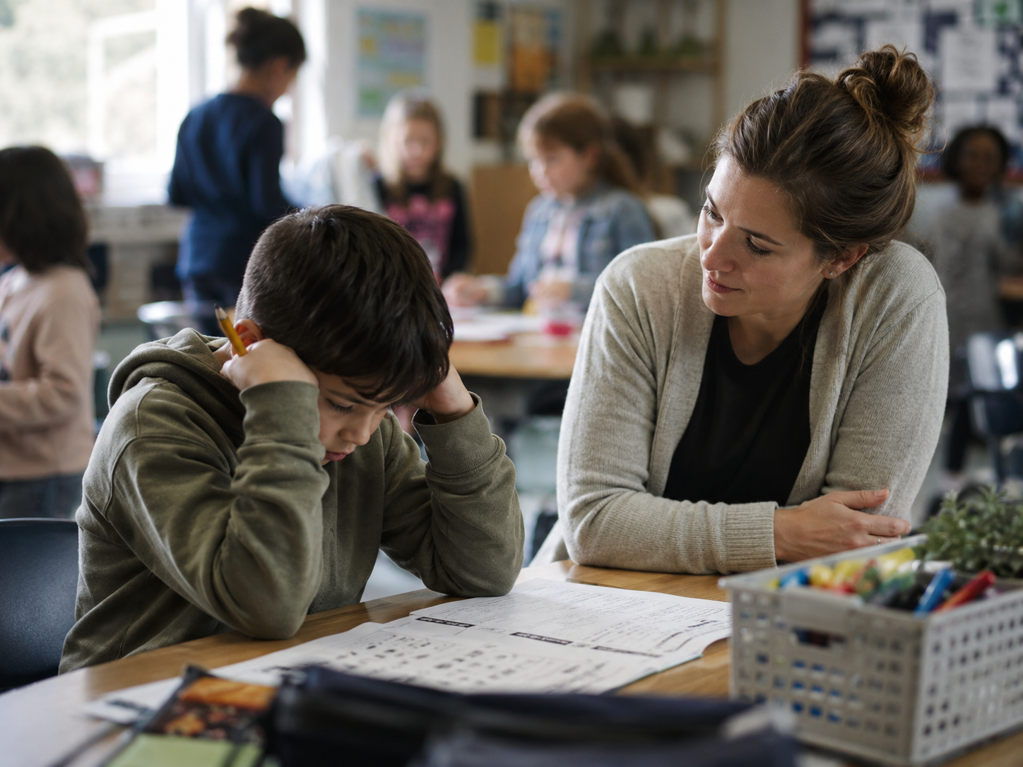 A child receiving calm, supportive attention